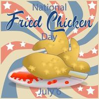 cartel del día nacional del pollo frito vector