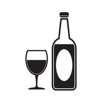 vector illustration of bottle and glass icon, flat design