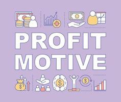 Profit motive word concepts banner. Achievement. Business success. Isolated lettering typography idea with linear icons. Finance management. Goal achieving. Vector outline illustration