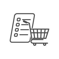 ilustración vectorial del icono de la lista de compras, icono de gestión de compras vector