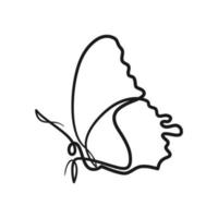 Butterfly continuous one line art drawing vector