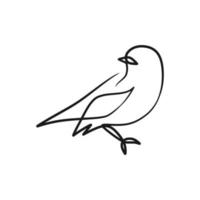 Continuous one line art drawing of bird vector