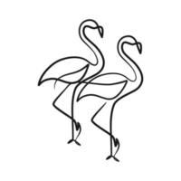 Flamingo continuous one line art drawing vector