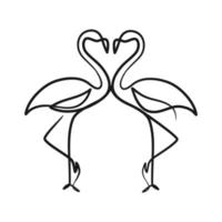 Flamingo continuous one line art drawing vector