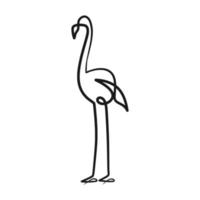 Flamingo continuous one line art drawing vector