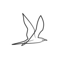 Continuous one line art drawing of bird vector