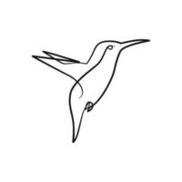 Continuous one line art drawing of bird vector