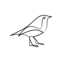 Continuous one line art drawing of bird vector