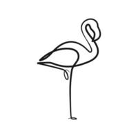 Flamingo continuous one line art drawing vector