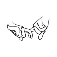 Continuous one line art drawing hands couple vector