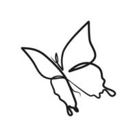 Butterfly continuous one line art drawing vector