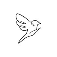 Continuous one line art drawing of bird vector