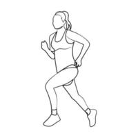 Continuous one line art drawing of woman running