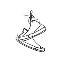 Sneakers shoes hanging continuous line art illustration vector