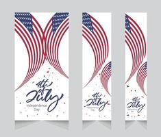 4 de julio. conjunto de plantillas de banner web del día de los estados unidos de américa vector