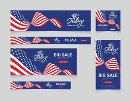 4th of July celebration web banner template set vector