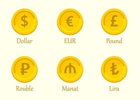Set of currency coins icon vector