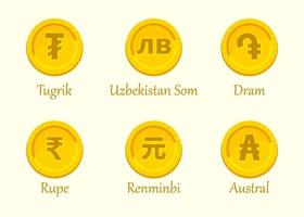 Set of currency coins icon vector