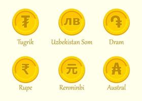 Set of currency coins icon vector