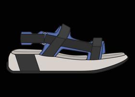 sandal vector illustration with black background . Summer shoe of sandal cartoon.