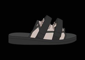 sandal vector illustration with black background . Summer shoe of sandal cartoon.