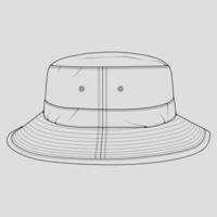 vector de dibujo de contorno de sombrero de cubo, sombrero de cubo en un estilo de boceto, contorno de plantilla de entrenadores, ilustración vectorial.