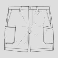 vector de dibujo de contorno de pantalones cortos, pantalones cortos en un estilo de boceto, contorno de plantilla de entrenadores, ilustración vectorial.