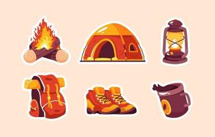 actividad al aire libre de otoño, conjunto de iconos de camping y senderismo vector