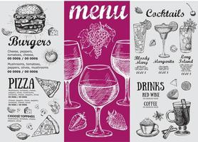 menú de cafetería restaurante, diseño de plantilla. folleto de comida. vector