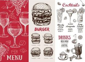 Restaurant cafe menu, template design. Food flyer. vector