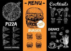 menú de cafetería restaurante, diseño de plantilla. folleto de comida. vector