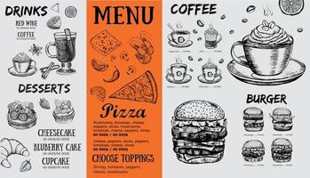 Restaurant cafe menu, template design. Food flyer. vector