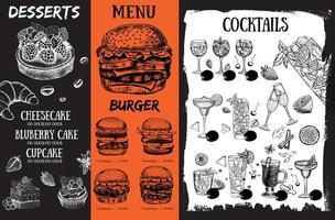menú de cafetería restaurante, diseño de plantilla. folleto de comida. vector