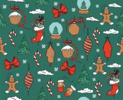 Christmas pattern in sketch style. Hand drawn illustration. vector