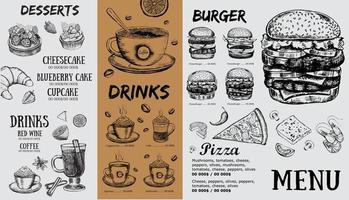 Restaurant cafe menu, template design. Food flyer. vector