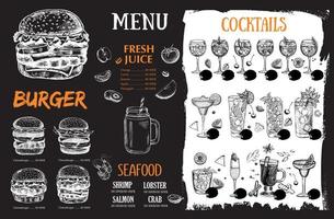 Restaurant cafe menu, template design. Food flyer. vector