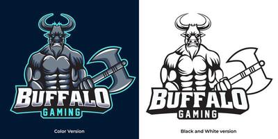 diseño de mascota del logotipo de esport de luchador de búfalo
