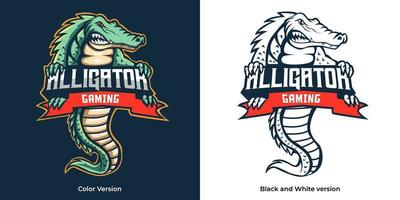 alligator esport logo mascot design vector