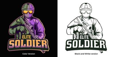 elite soldier mascot esport logo vector