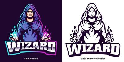 wizard esport logo mascot design vector