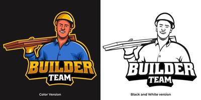 builders or handymans in helmet mascot logo vector