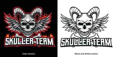 Skull with fire mascot logo template vector