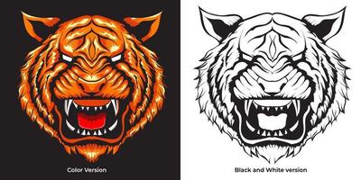 Ilustración de vector de cabeza de tigre enojado