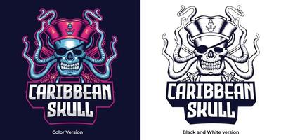 diseño vectorial del logotipo de la mascota del cráneo caribeño vector
