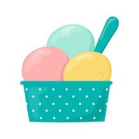 Colorful scoops of ice cream. Can be used for poster, print, cards and clothes decoration, for food design and ice cream shop logo vector
