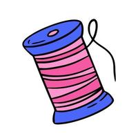 The spool is a thread doodles . Hand made needlework Vector illustration on white background