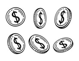 el dolar americano moneda americana sobre un fondo blanco. ilustración vectorial de un garabato. vector