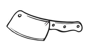 A large hand-drawn knife. Doodle kitchen accessories. Vector illustration