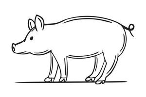 A hand-drawn piglet. Restaurants cooking doodle. Vector illustration