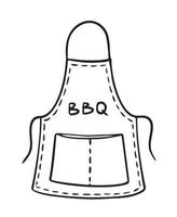 Chefs apron with the inscription barbecue hand-drawn. Restaurants cooking doodle. Vector illustration